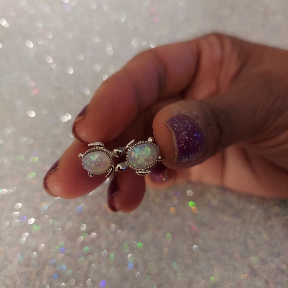 Turtle Design Ring I LOVE YOU Letter Open Adjustable Statement Ring - Picture 3 of 6